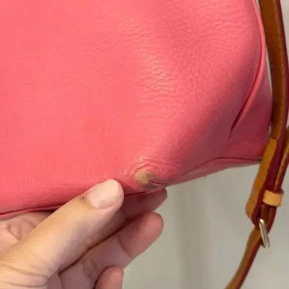 Dooney and Bourke Dillen Satchel Crossbody Bag Bubble Pink Double Pocket Leather - Picture 7 of 9